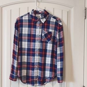 Justice Perfect Plaid Buttondown Shirt, Blue, Red and White, Soft and Comfy
